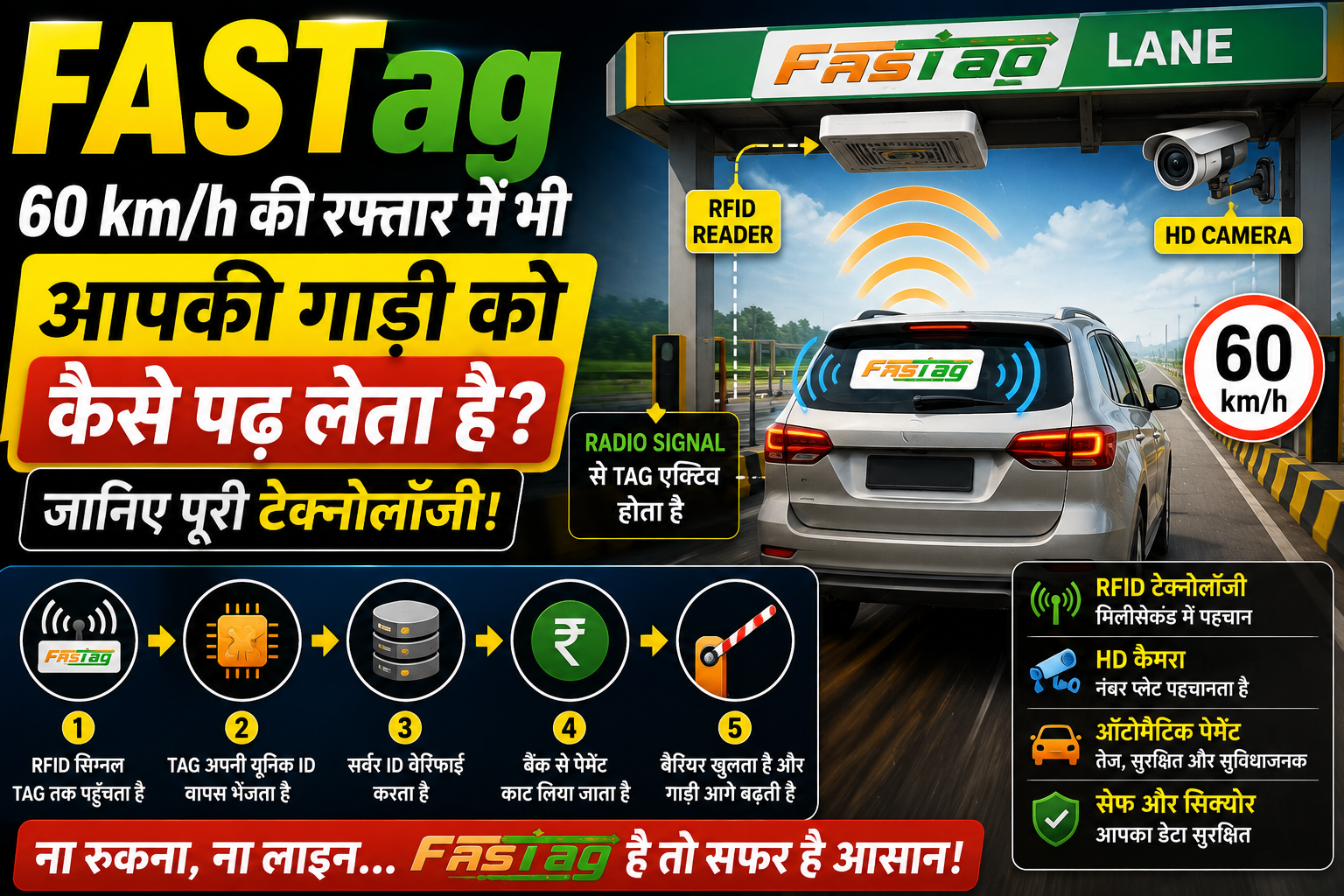 FASTag 60 km/h की रफ्तार में भी आपकी गाड़ी को कैसे पहचान लेता है? जानिए इसके पीछे की पूरी टेक्नोलॉजी