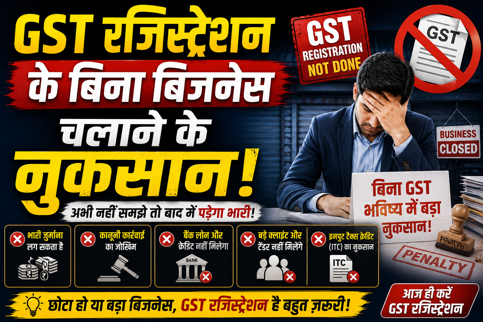 GST रजिस्ट्रेशन के बिना बिजनेस चलाने के नुकसान, जानिए क्यों पड़ सकता है भारी