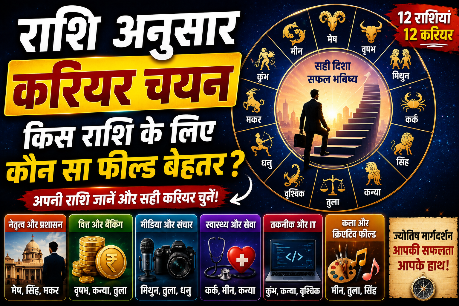 राशि अनुसार करियर चयन, जानिए किस राशि के लिए कौन सा फील्ड माना जाता है बेहतर