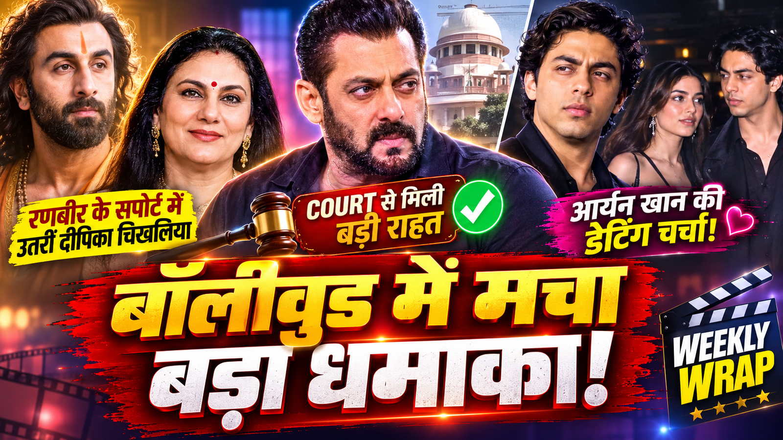 बॉलीवुड में इस हफ्ते मची हलचल: सलमान खान को कोर्ट से राहत, रणबीर की 'रामायण' पर दीपिका चिखलिया का बड़ा बयान, आर्यन खान की डेटिंग चर्चा समेत 10 बड़ी खबरें